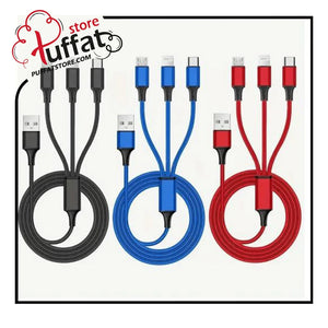 Red 3-In-1 Rapid Charging Cable - Universal Compatibility
