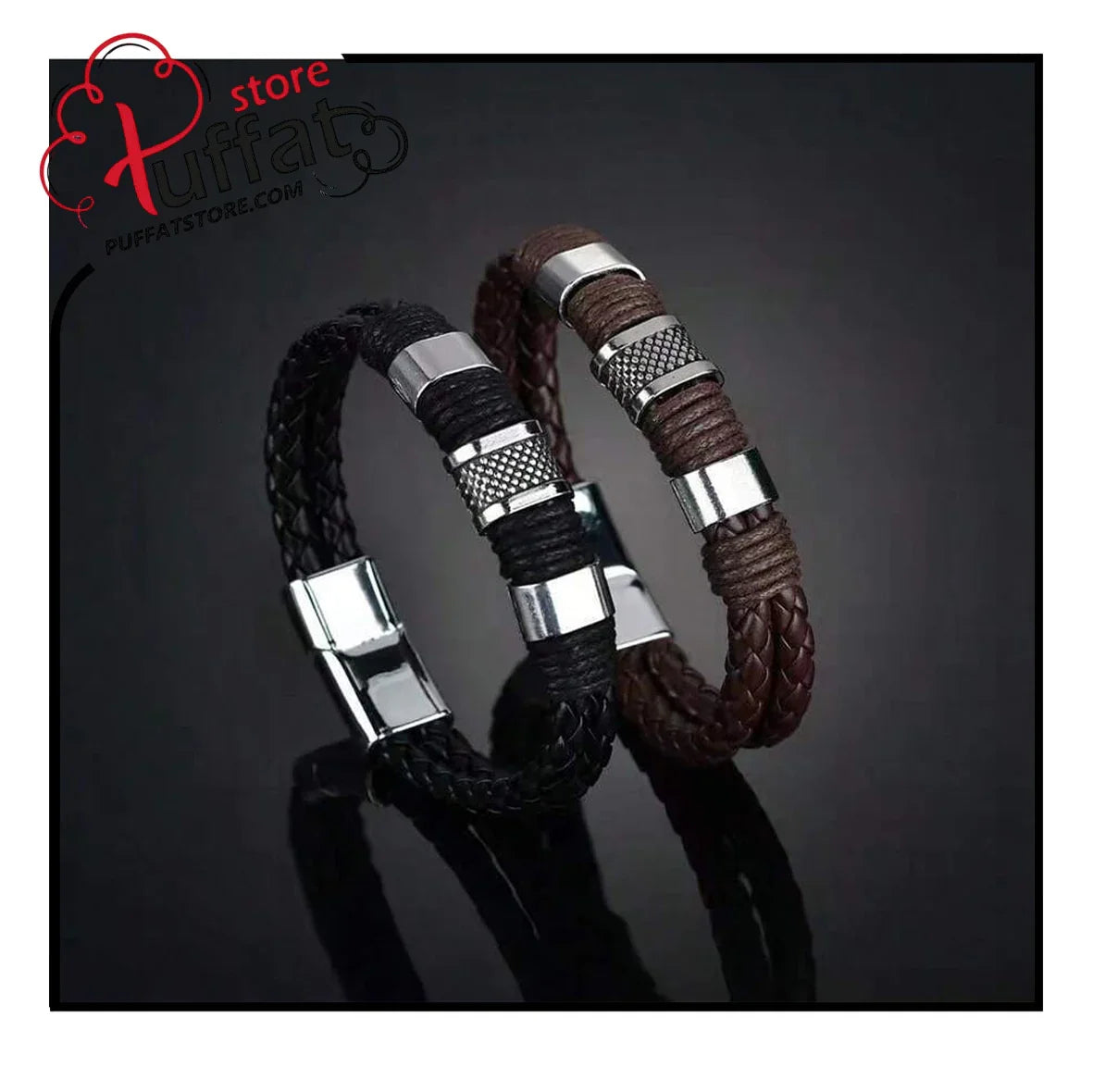 1pc Luxury Vintage Multi-Layer Brown PU Leather & Bead Men's