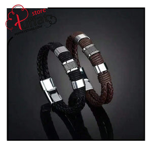 1pc Luxury Vintage Multi-Layer Brown PU Leather & Bead Men's