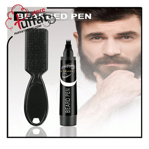 Beard Filler Pen Kit Black 2-piece Set - 1 Beard Pen + 1 Beard Brush