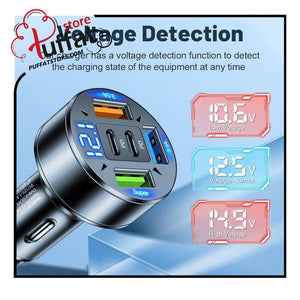 100W 3USB 2PD Car Charger Fast Charging