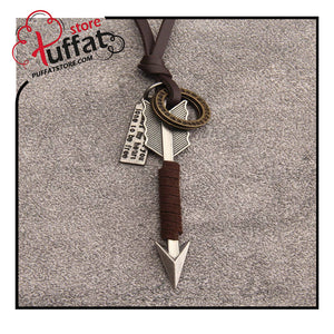 1pc Alloy & Leather Arrowhead Pendant Necklace
