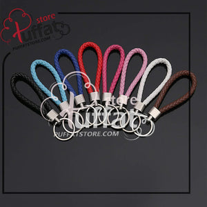 8pcs Pu Leather Cord Keychain Accessory For Car Key