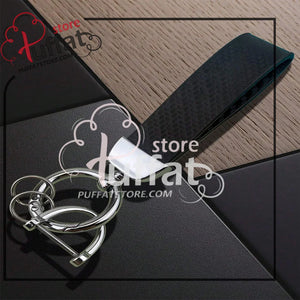 1pc Pu Leather Car Keychain, Carbon Fiber Keychain