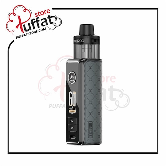 Vape device with visible branding on a white background