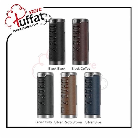 Four cylindrical products with 'XEX' branding in different colors on a white background, featuring the Puffat store logo.