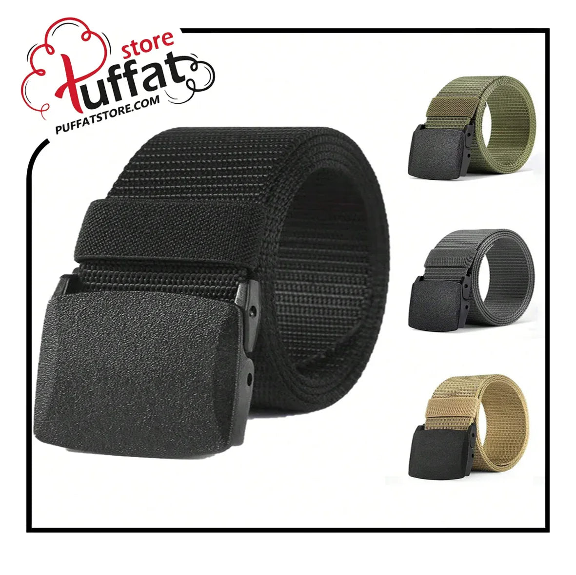 1pc Unisex Matte Automatic Buckle Nylon Tactical Belt