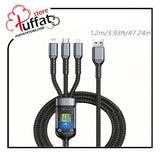 100W Nylon Braided 3 In 1 Fast Charging Cable - USB