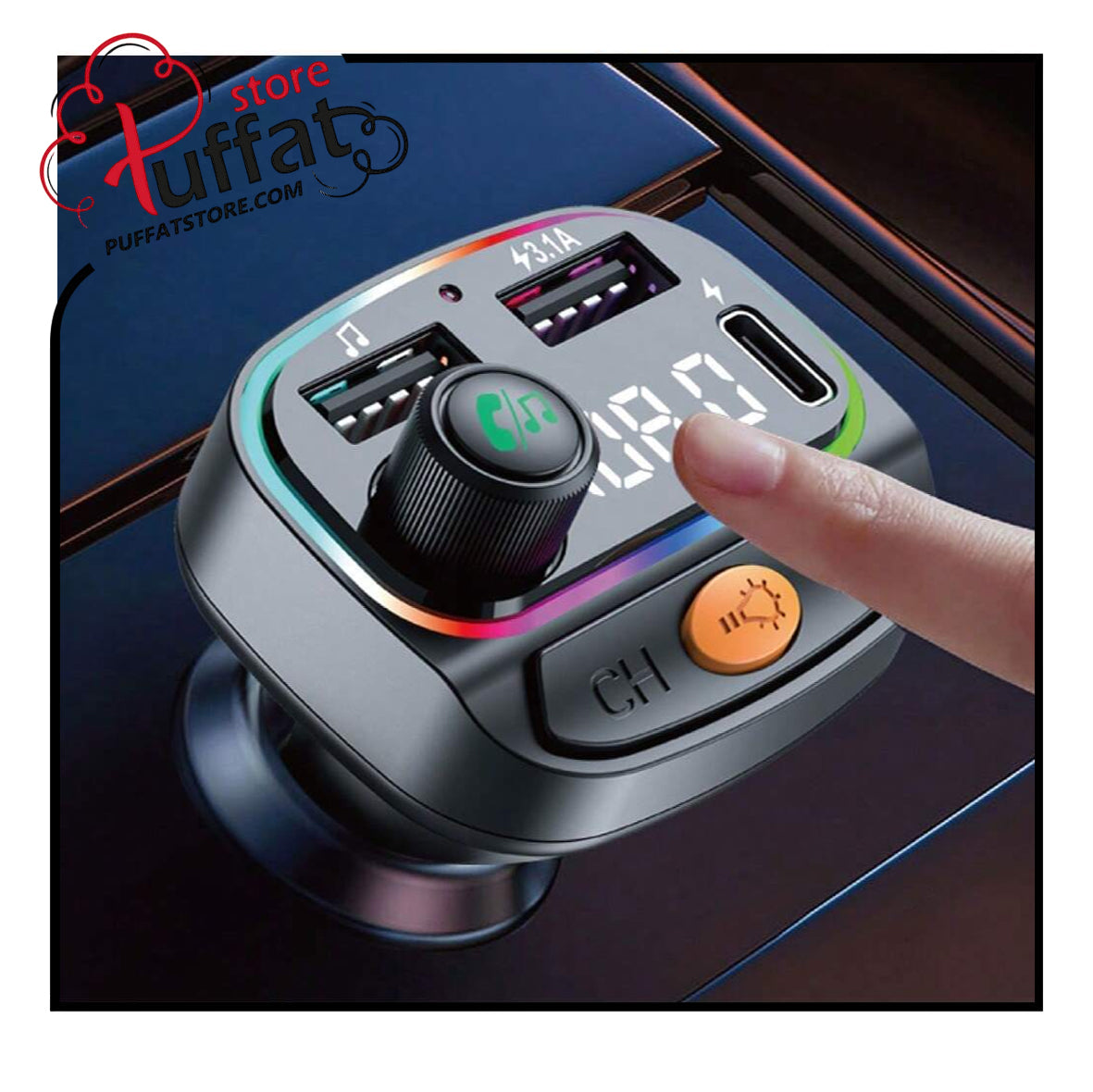 1pc Black ABS Car Bluetooth Player With Car Charger Function