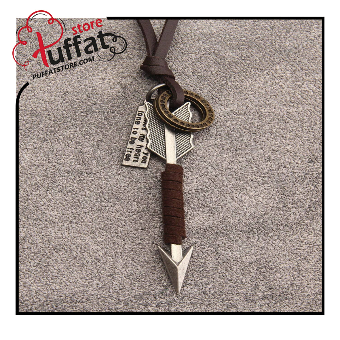 1pc Alloy & Leather Arrowhead Pendant Necklace