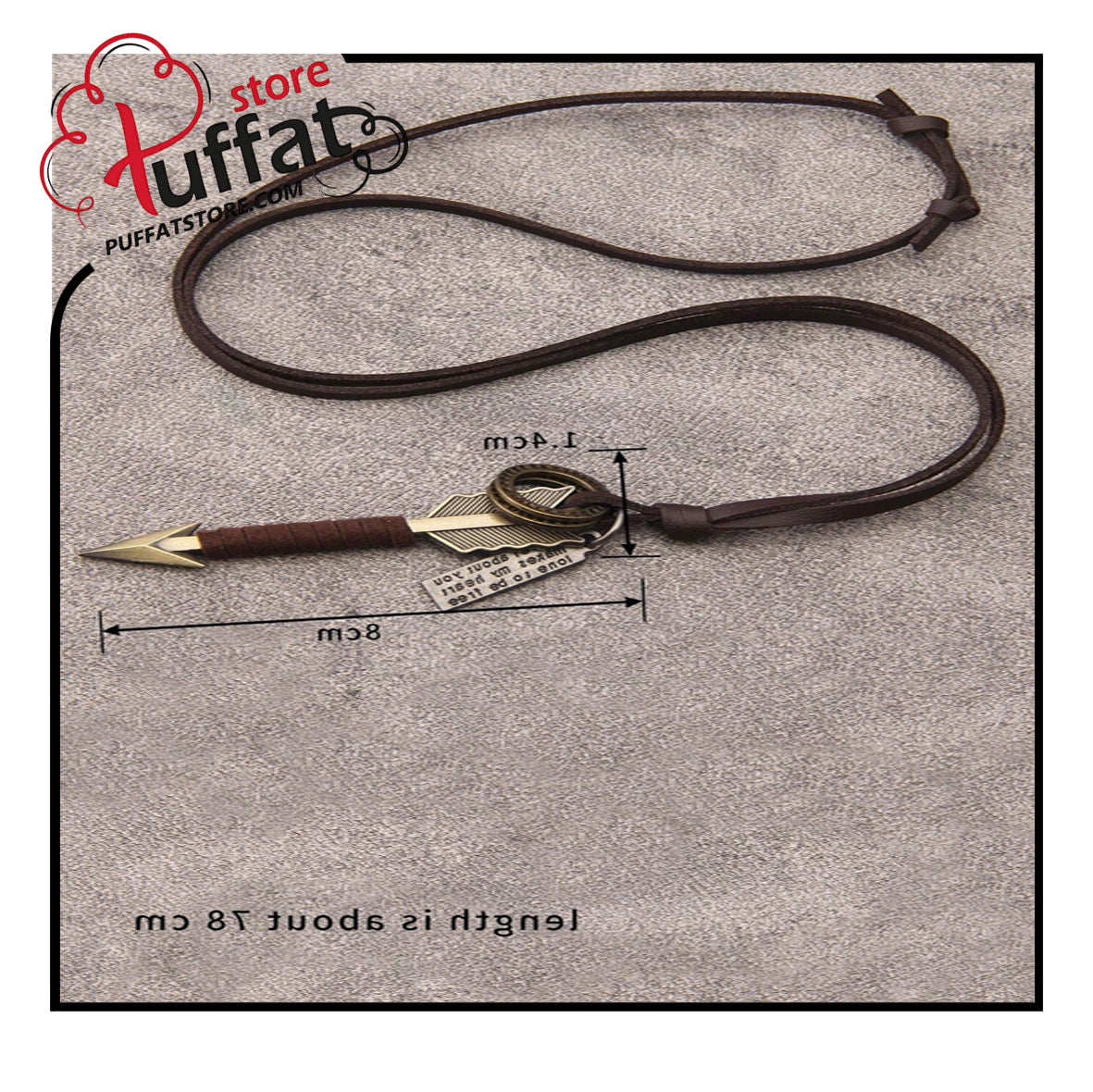 1pc Alloy & Leather Arrowhead Pendant Necklace