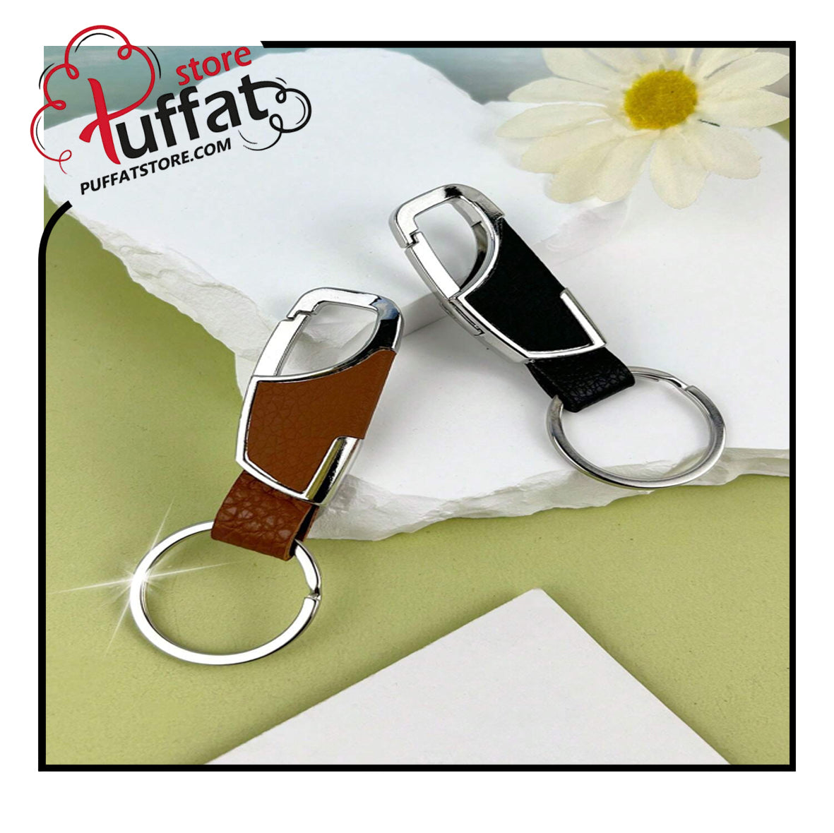 1pc Men's Metal Leather Key Chain