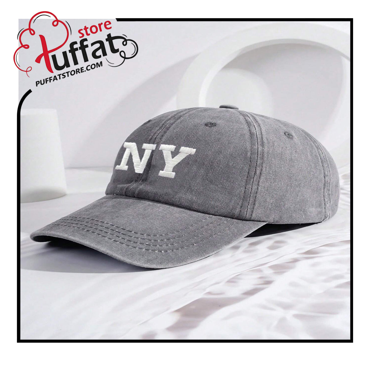 1pc Men's Embroidered NY Washed Baseball Cap