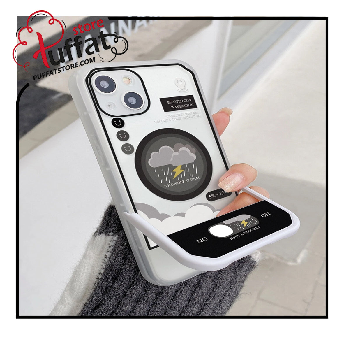 Cartoon Graphic Phone Case With Invisible Holder