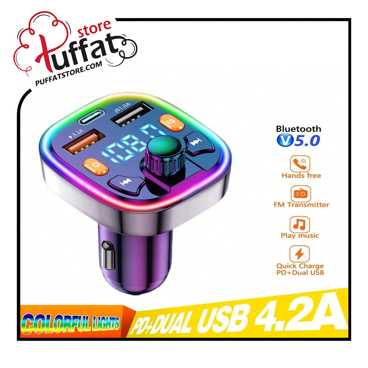 Q5 Car Bluetooth FM Transmitter Wireless Dual USB