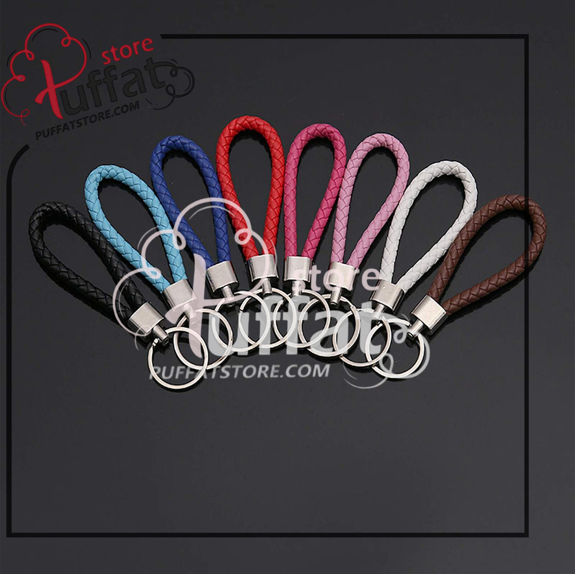 8pcs Pu Leather Cord Keychain Accessory For Car Key