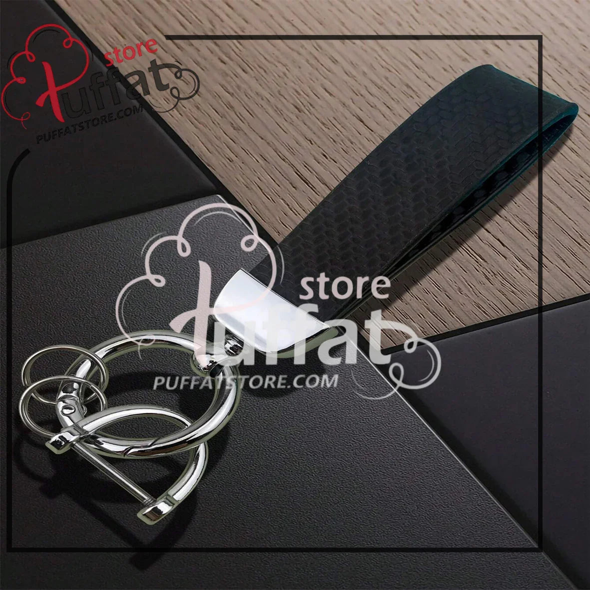 1pc Pu Leather Car Keychain, Carbon Fiber Keychain