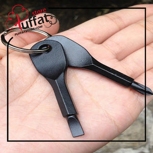 2 portable Phillips Screwdriver and slotted screwdriver Keyring Set