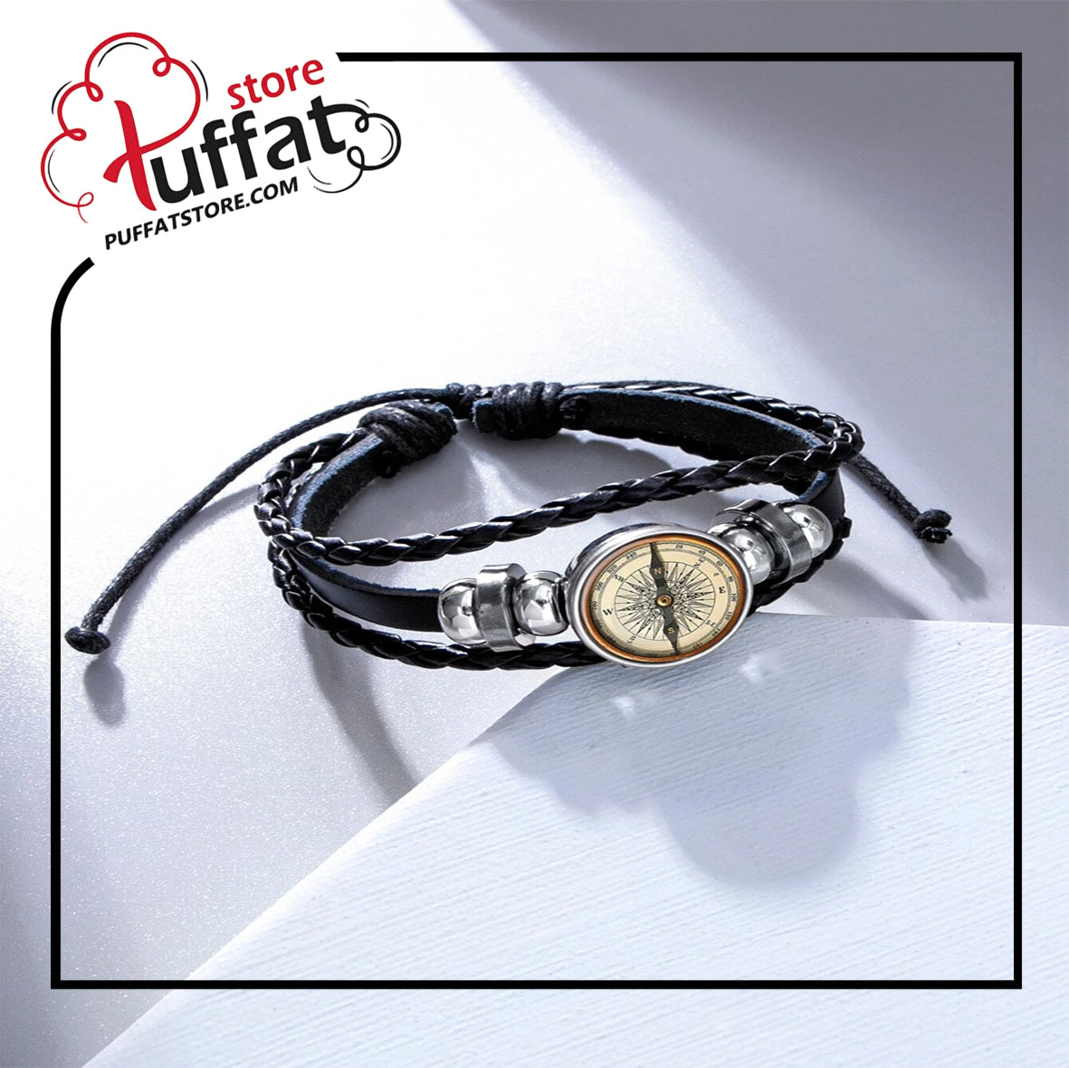Fashionable and Popular Men Compass Decor Layered Bracelet