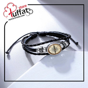 Fashionable and Popular Men Compass Decor Layered Bracelet
