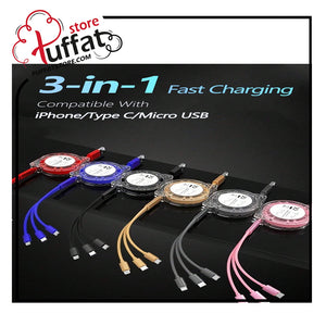 BinBoom 3in1 Multi Charging Cable, Retractable USB