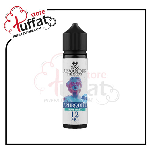 Vape juice bottle labeled 'Alexander the Great' on a white background with 'Puffatstore' branding.