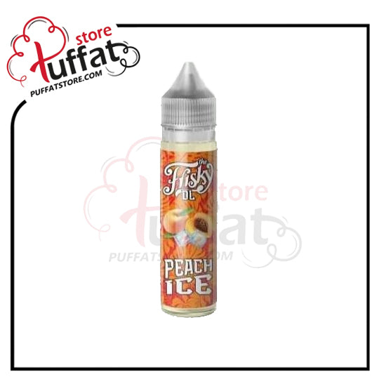 Peach ice flavored vape juice bottle with Tuffy brand on a white background