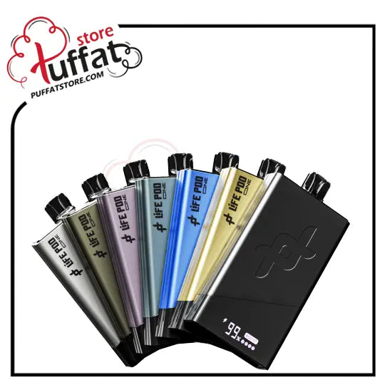 Set of vaping devices with 'Puffat' branding on a white background