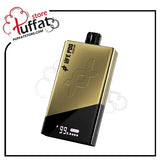 Gold and black electronic device with digital display on a white background, branded 'Puffat'.