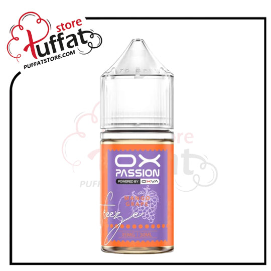 Vape juice bottle with purple label on a white background, featuring the brand 'Puffat'.