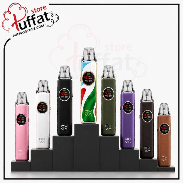 Oxva Nexlim 2 Pod System kits displayed in multiple colors on a white tiered platform against a white background.