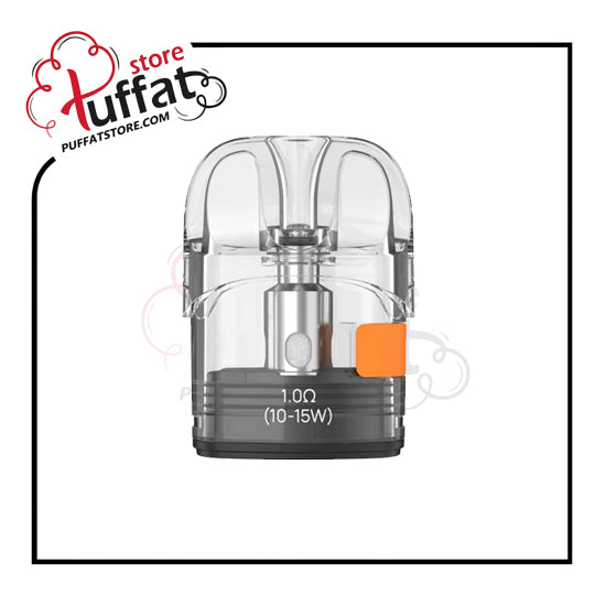 Vaping device component with Puffat store logo in the corner