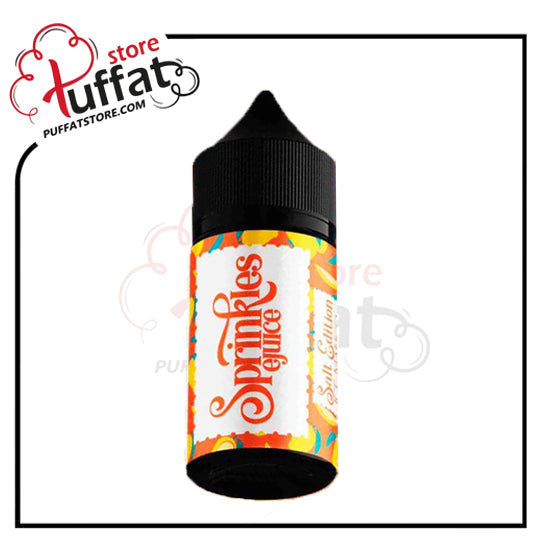 Vape juice bottle with colorful label featuring 'Sprinkles' branding, on a white background with 'Puffatstore' logo.