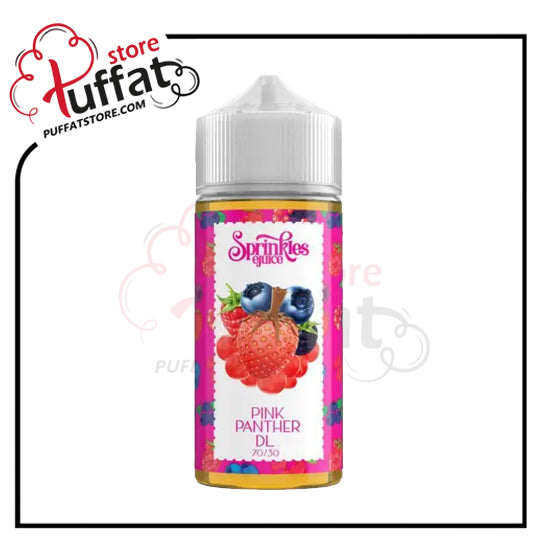 Vape juice bottle with colorful label featuring berries, branded by Tuffat store.