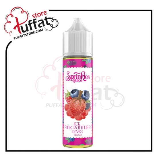 Sprinkles GuIce Pink Panther vape juice bottle with colorful label on a white background