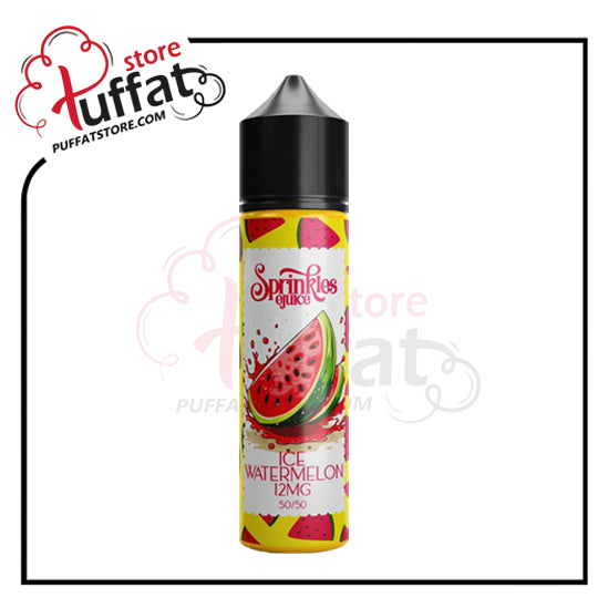 Vape juice bottle with watermelon flavor on a white background, featuring the brand 'Sprinkles'.