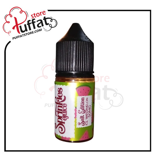 Vape juice bottle with colorful label on a white background, featuring the Tuffat store logo.