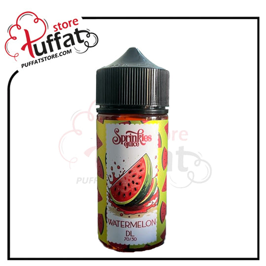 Bottle of Sprinkles Juice Watermelon flavor e-liquid with Tuffat store branding.
