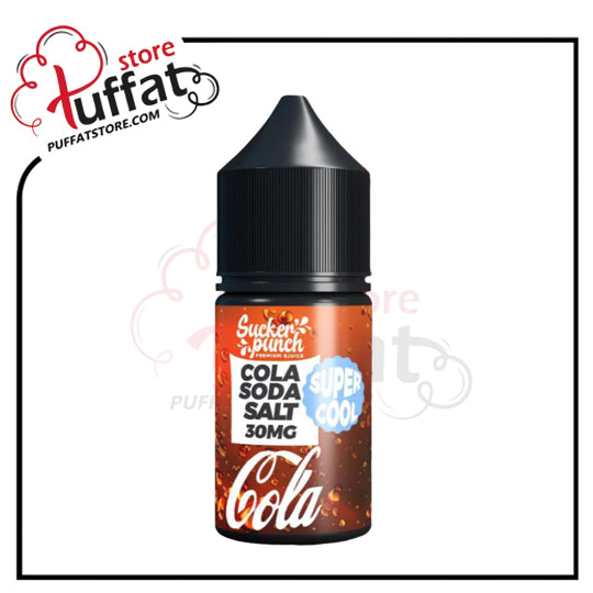 Vape juice bottle labeled 'Cola Soda Salt' with 'Puffat' branding on a white background