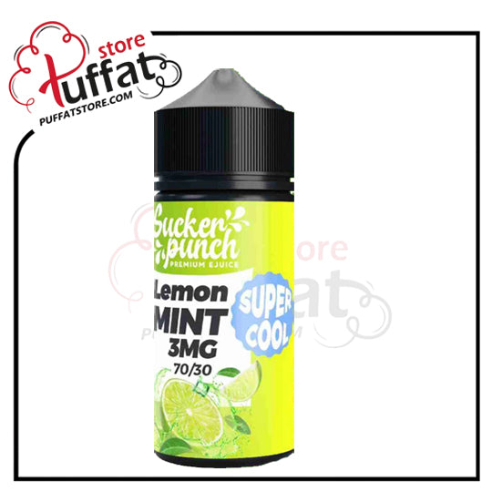 Lemon Mint vape juice bottle with Puffat store logo