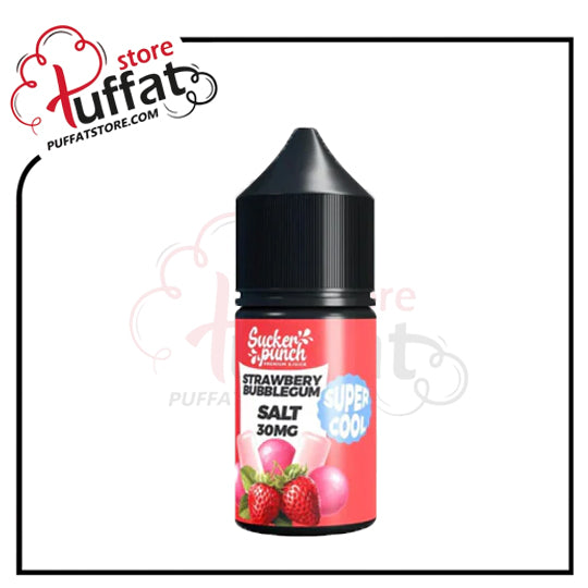 Strawberry bubblegum vape juice bottle with Tuffat store branding on a white background