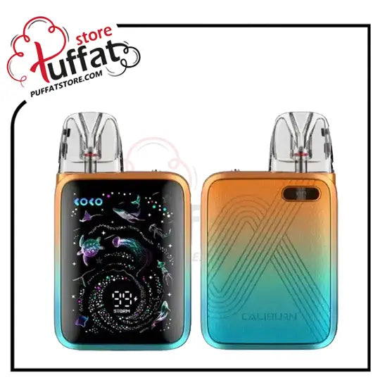 Vape device with gradient design on a white background, featuring the Puffat store logo.