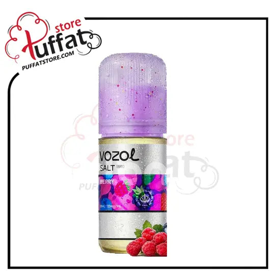 Vozol vape juice bottle with berry flavor on a white background, featuring the Puffat store logo.