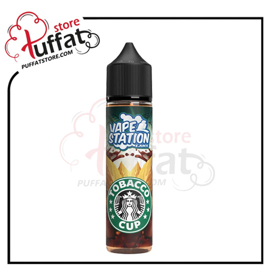 Vape juice bottle with 'Vape Station' and 'Starbucks' branding on a white background.