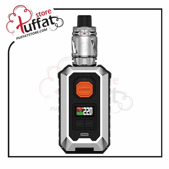 Vaping device with digital display on a white background, branded with 'Puffat'.