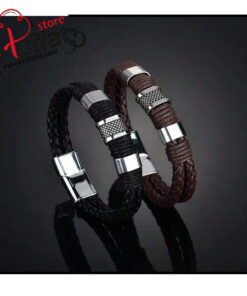 1pc Luxury Vintage Multi-Layer Brown PU Leather & Bead Men's