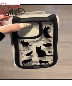 Cat Ear Design Acrylic Full Screen Case/2-In-1 Black Cat Phone Case