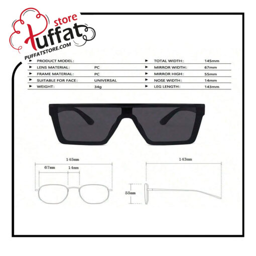 One Pair Of Black Oversized One-Piece Fashion Glasses - Image 2