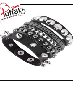 Alternative view of Punk PU Leather Cuff Bracelet - Goth Wristband with Metal Studded