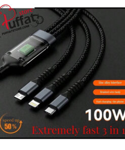 Alternative view of 100W Nylon Braided 3 In 1 Fast Charging Cable - USB